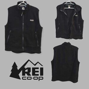 REI Black Full Zip  Casual Fleece Vest Jacket Mens XL
